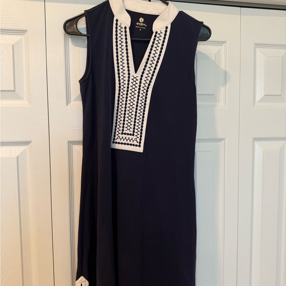 Spartina 449 Black and White Embroidered Mini Dress